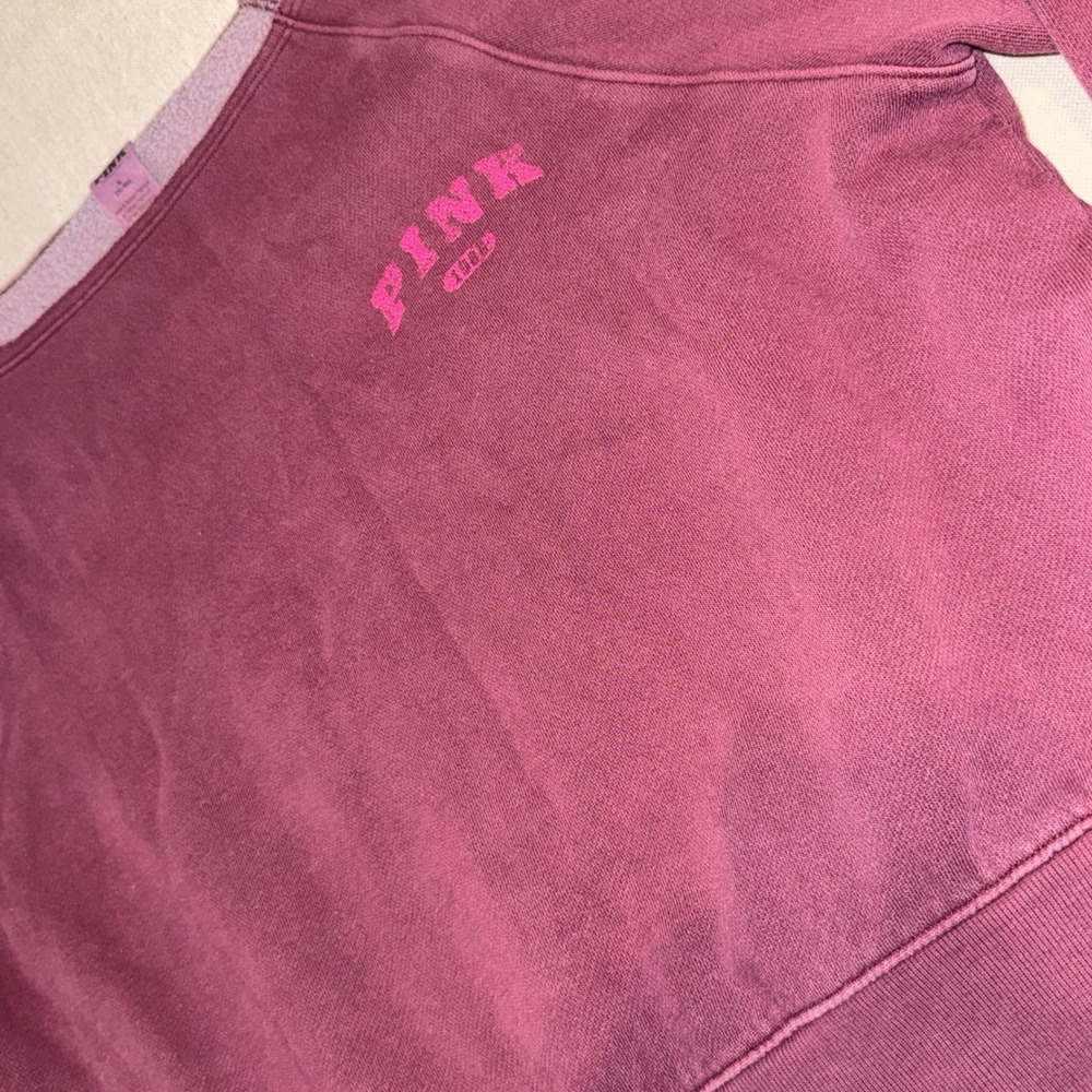 Victoria's Secret PINK Burgundy Cropped Sweatshirt Boat Neck Logo Medium